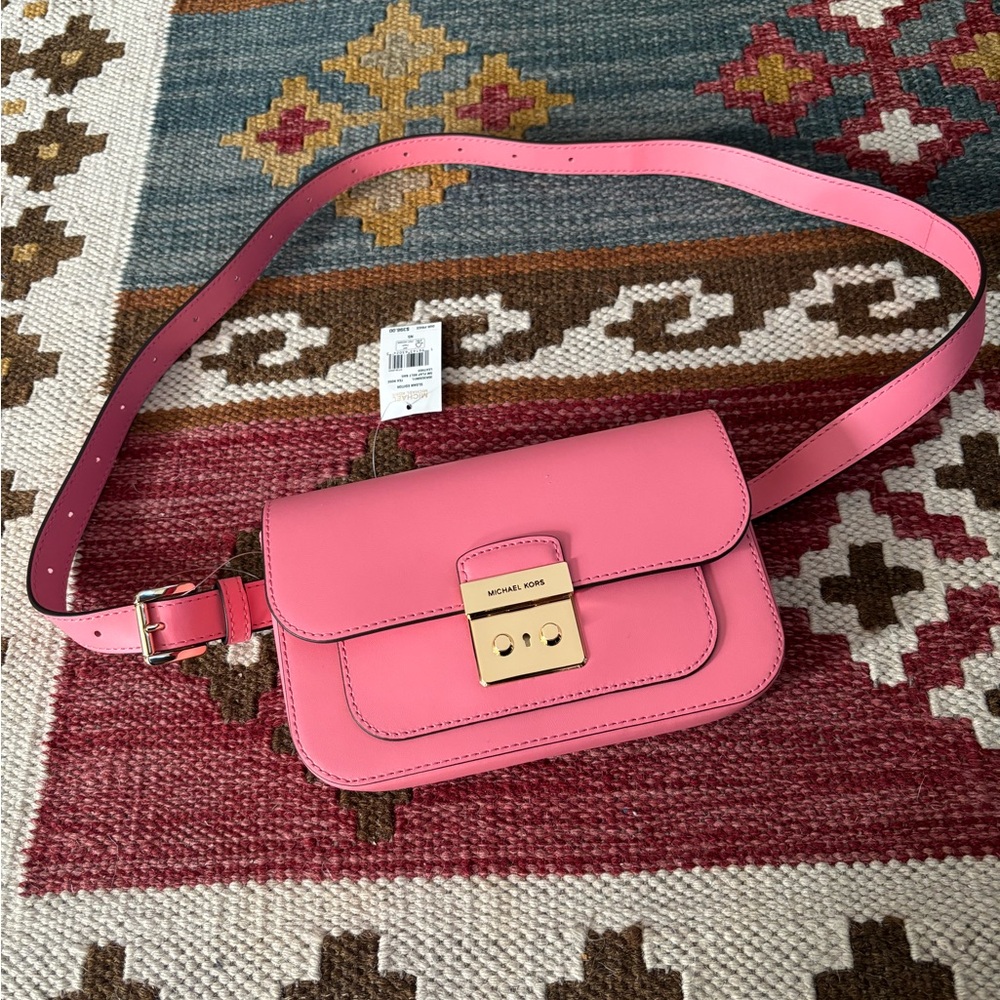 Michael Kors Sloan Editor Belt Bag Smooth Leather Tea Rose Pink